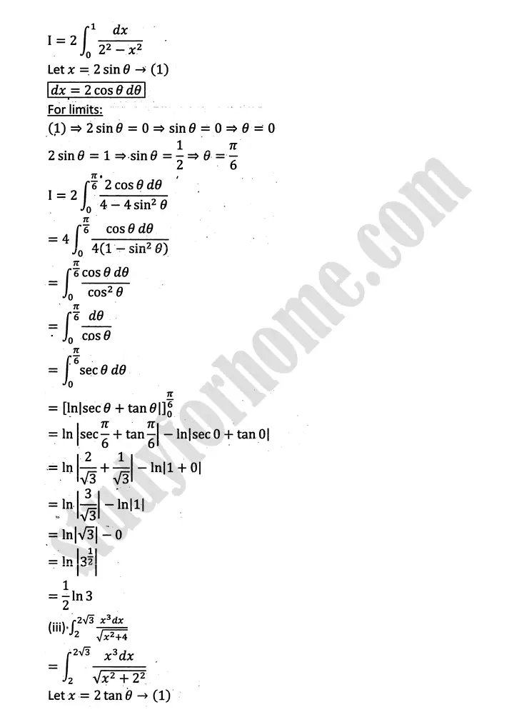 integration exercise 6 6 mathematics 12th sindh board 16