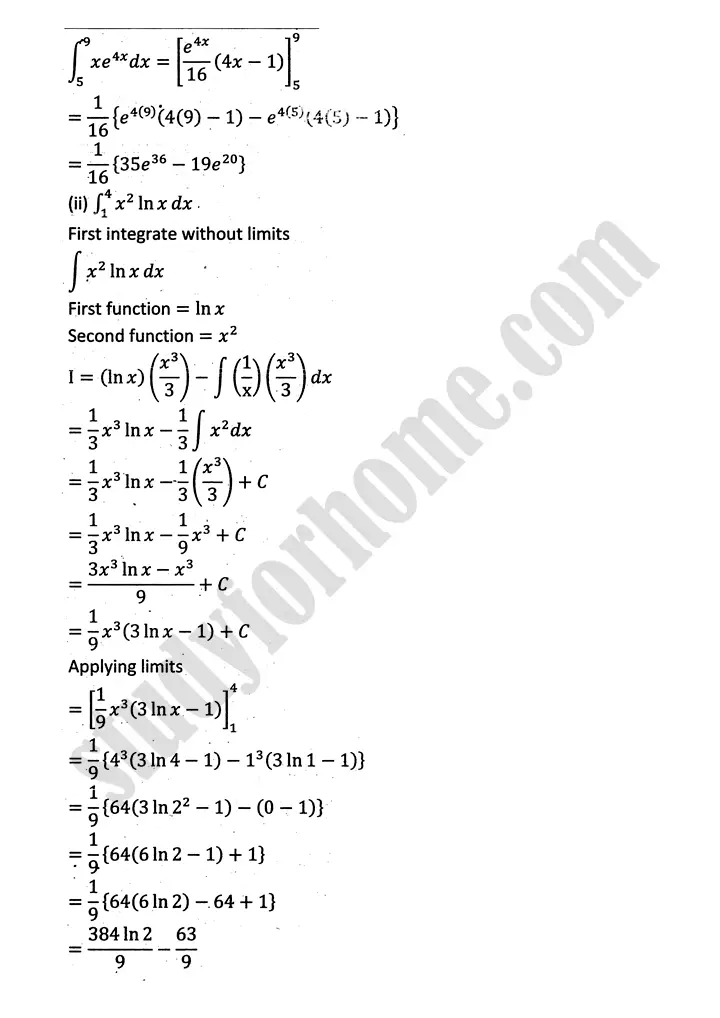 integration exercise 6 6 mathematics 12th sindh board 20