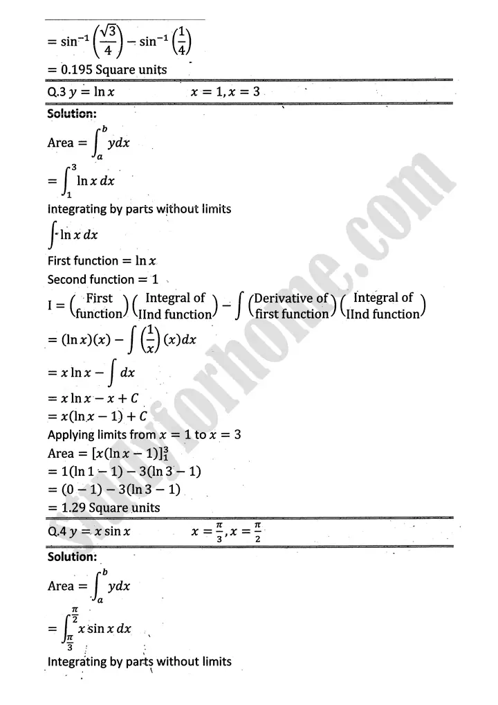 integration exercise 6 7 mathematics 12th sindh board 03