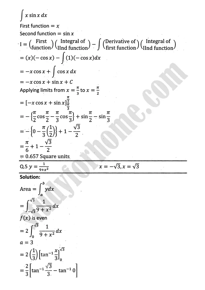 integration exercise 6 7 mathematics 12th sindh board 04