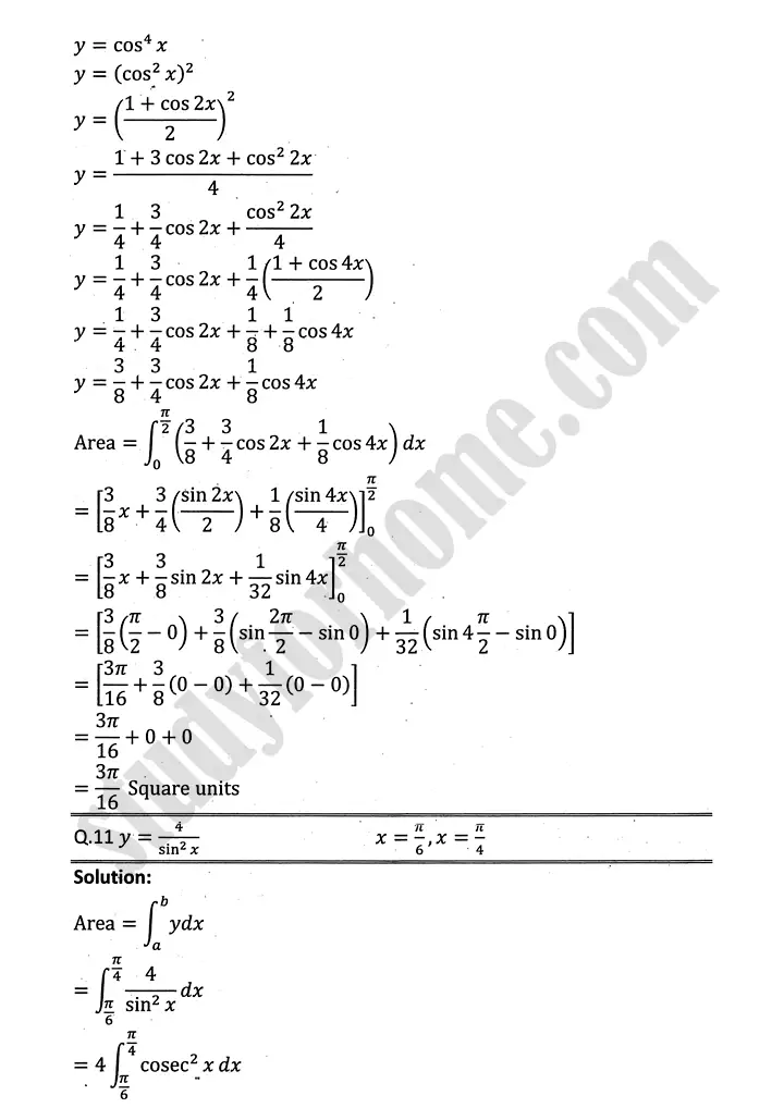 integration exercise 6 7 mathematics 12th sindh board 07