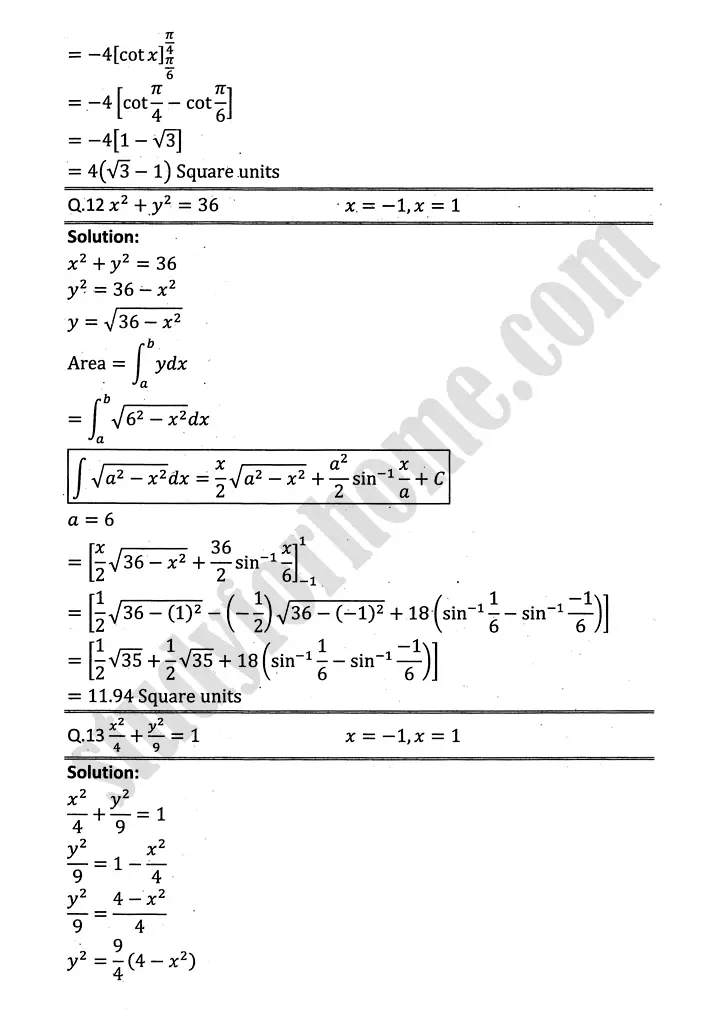 integration exercise 6 7 mathematics 12th sindh board 08