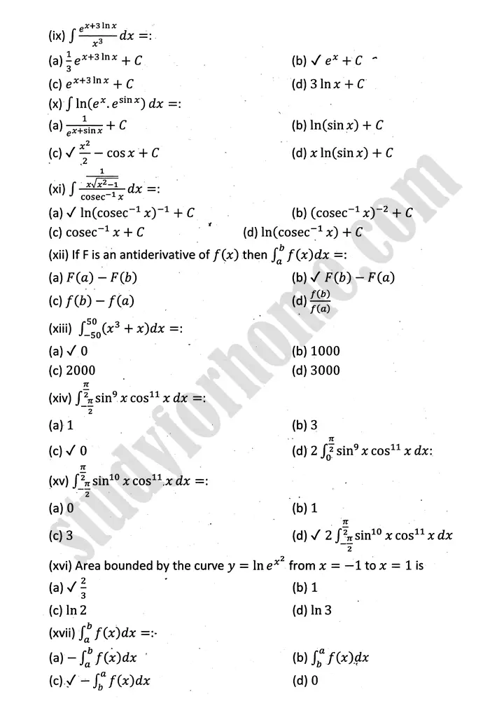integration review exercise 6 mathematics 12th sindh board 02