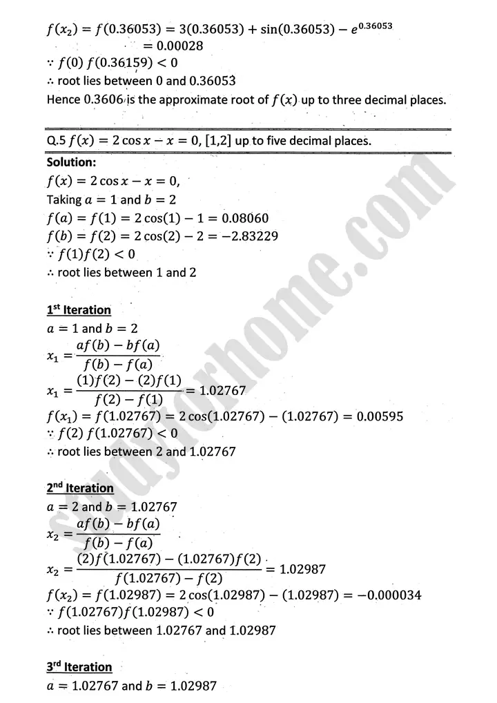 introduction to numerical methods exercise 12 2 mathematics 12th sindh board 06