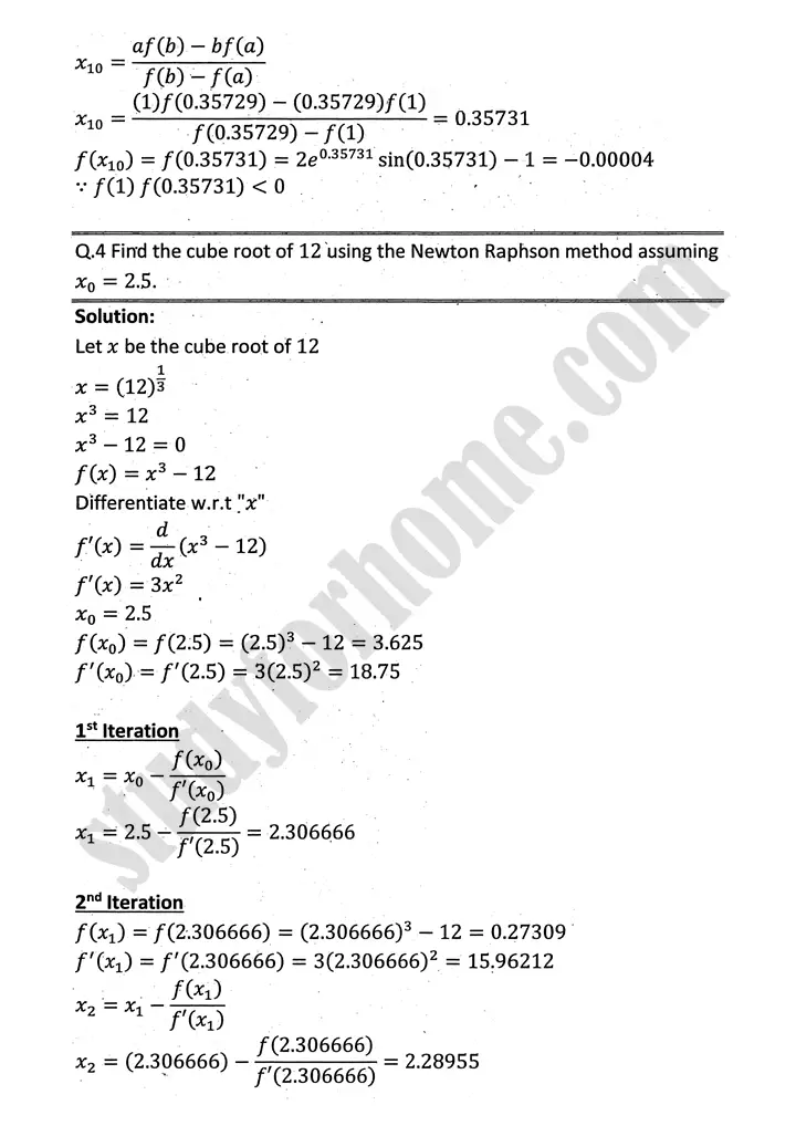 introduction to numerical methods review exercise 12 mathematics 12th sindh board 06