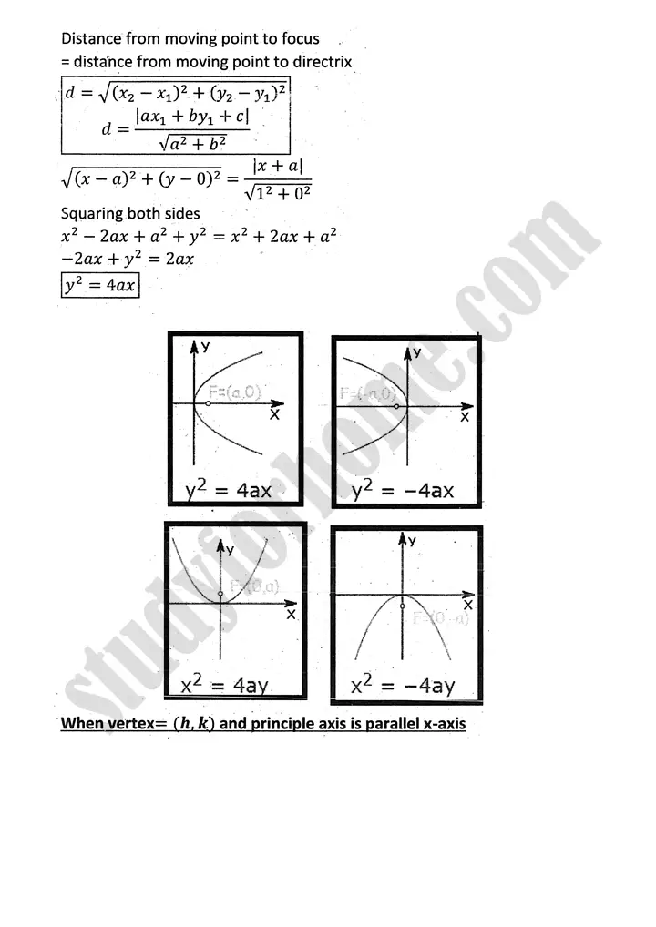 parabola ellipse and hyperbola definition and formulae mathematics 12th sindh board 02