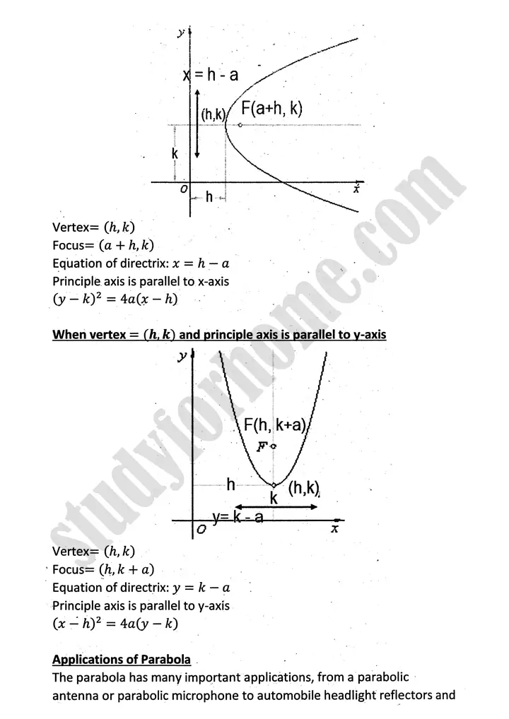 parabola ellipse and hyperbola definition and formulae mathematics 12th sindh board 03