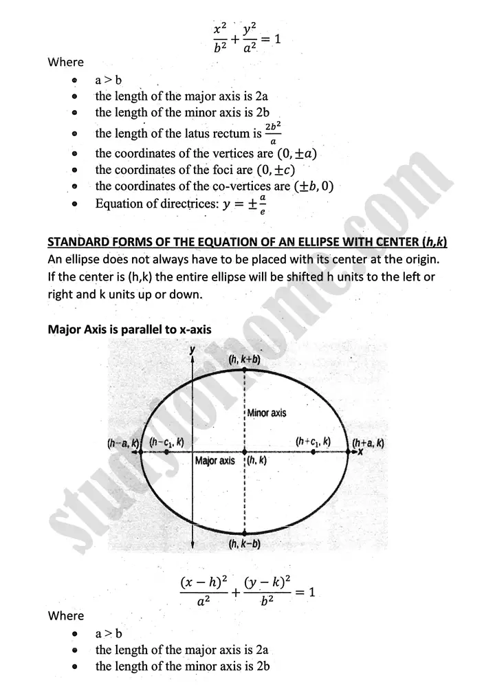 parabola ellipse and hyperbola definition and formulae mathematics 12th sindh board 06