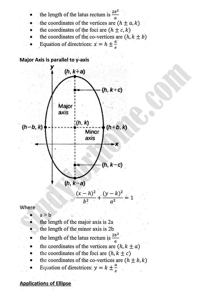 parabola ellipse and hyperbola definition and formulae mathematics 12th sindh board 07