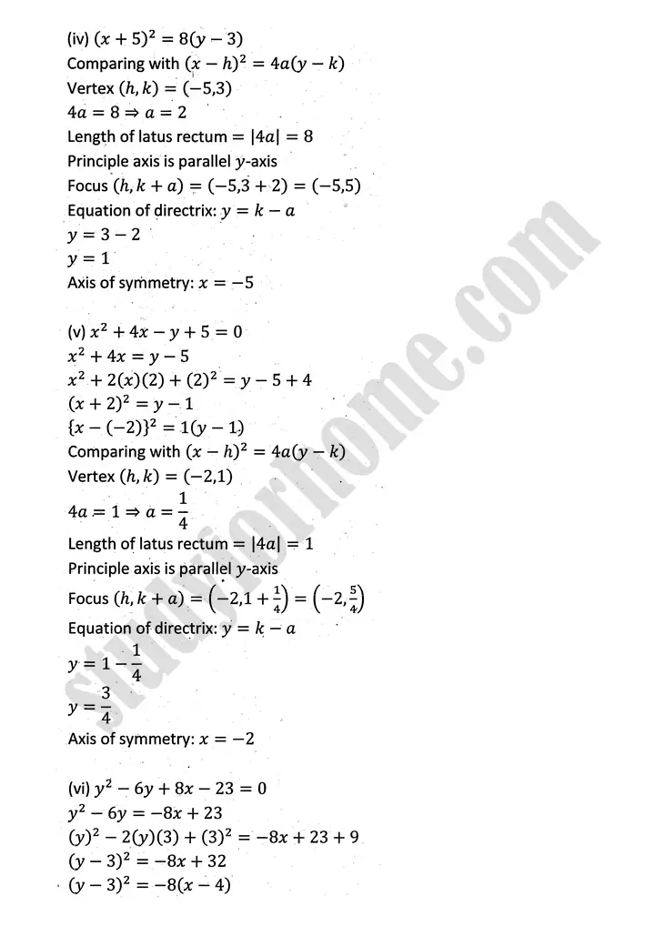 parabola ellipse and hyperbola exercise 9 1 mathematics 12th sindh board 08