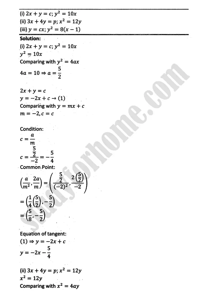 parabola ellipse and hyperbola exercise 9 2 mathematics 12th sindh board 03