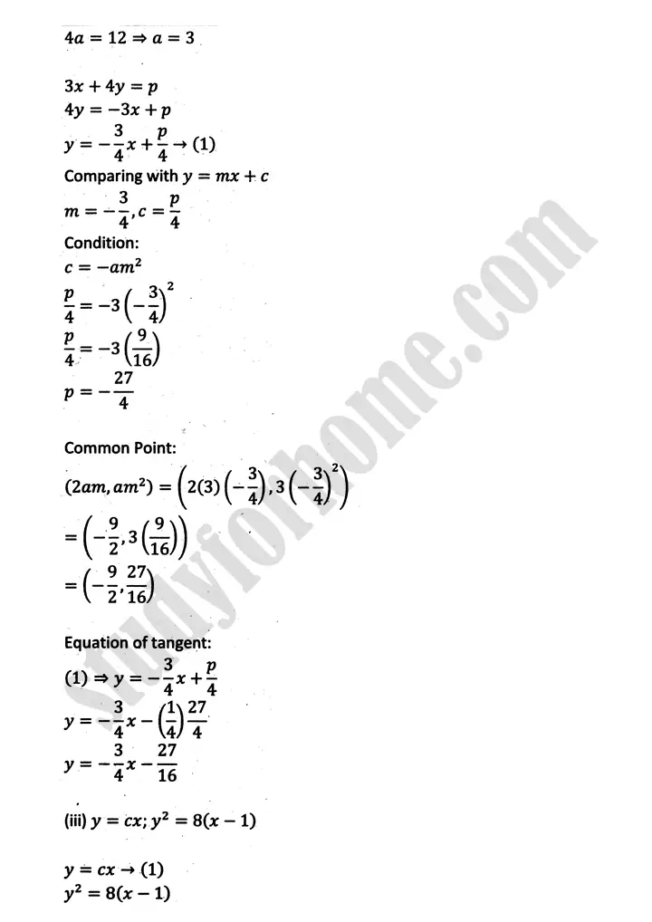 parabola ellipse and hyperbola exercise 9 2 mathematics 12th sindh board 04