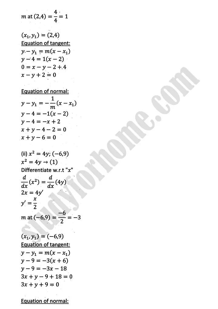 parabola ellipse and hyperbola exercise 9 2 mathematics 12th sindh board 06