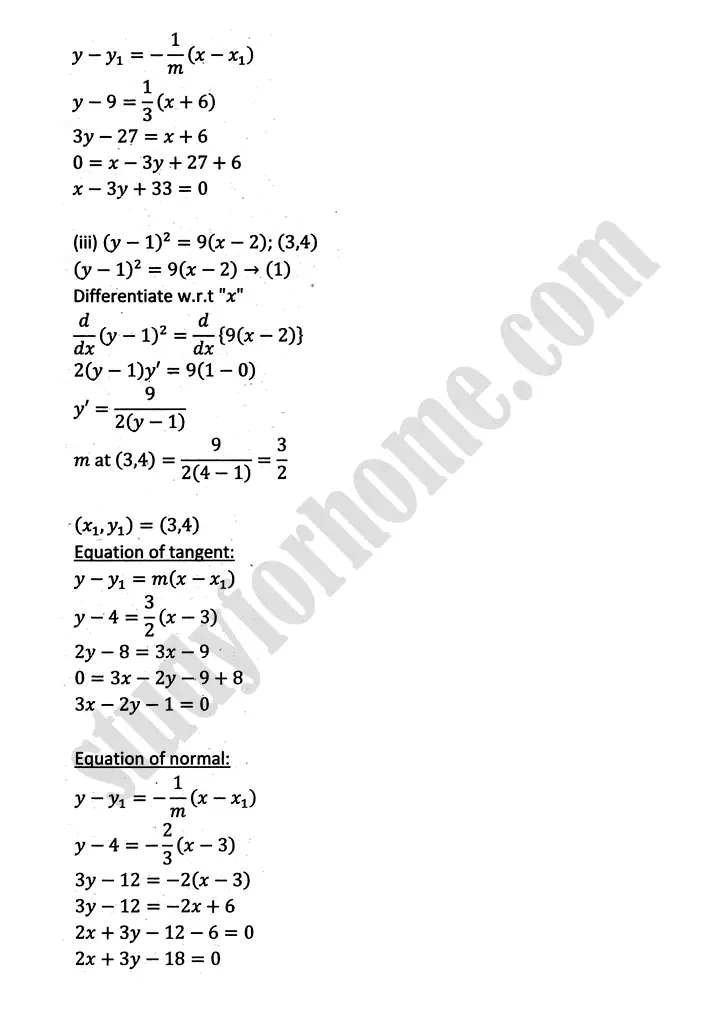 parabola ellipse and hyperbola exercise 9 2 mathematics 12th sindh board 07