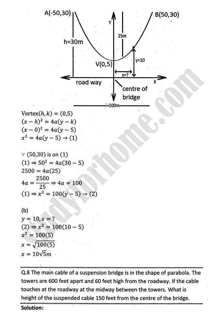 parabola ellipse and hyperbola exercise 9 2 mathematics 12th sindh board 11