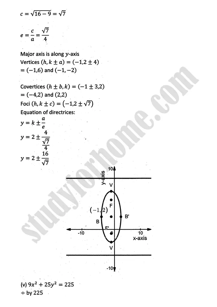 parabola ellipse and hyperbola exercise 9 3 mathematics 12th sindh board 05
