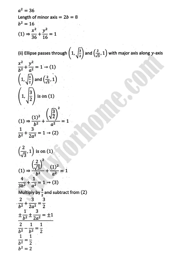 parabola ellipse and hyperbola exercise 9 3 mathematics 12th sindh board 09