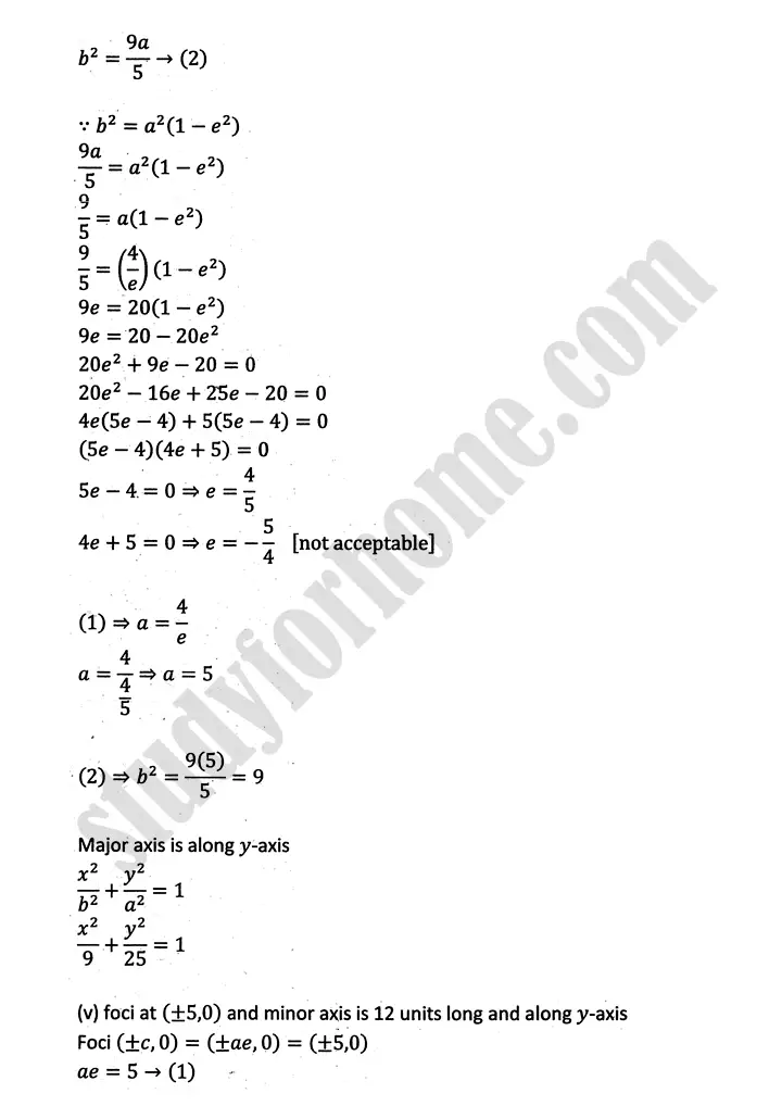 parabola ellipse and hyperbola exercise 9 3 mathematics 12th sindh board 11