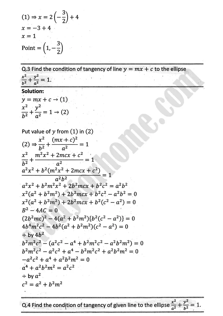 parabola ellipse and hyperbola exercise 9 4 mathematics 12th sindh board 03