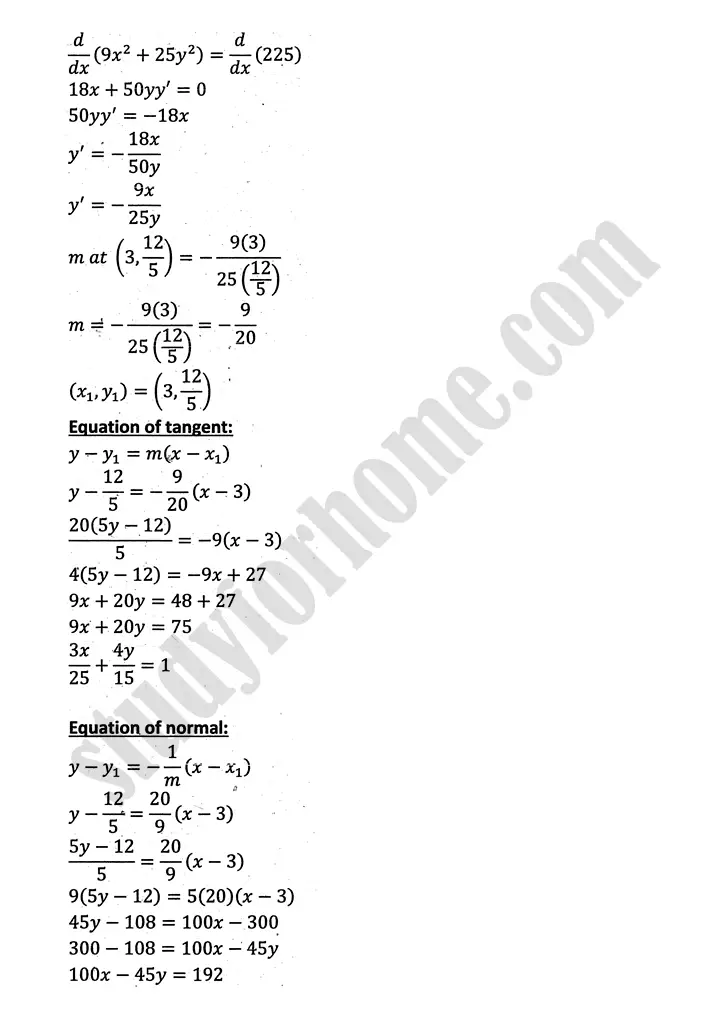 parabola ellipse and hyperbola exercise 9 4 mathematics 12th sindh board 07