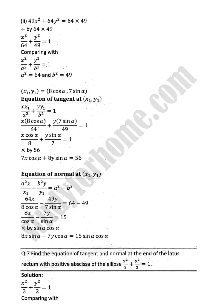 parabola ellipse and hyperbola exercise 9 4 mathematics 12th sindh board 08