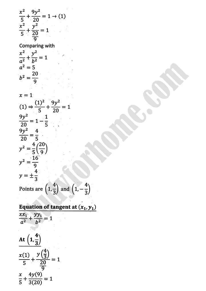 parabola ellipse and hyperbola exercise 9 4 mathematics 12th sindh board 11