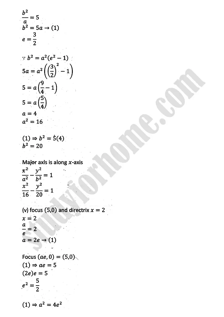 parabola ellipse and hyperbola exercise 9 5 mathematics 12th sindh board 04