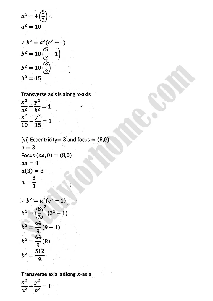 parabola ellipse and hyperbola exercise 9 5 mathematics 12th sindh board 05