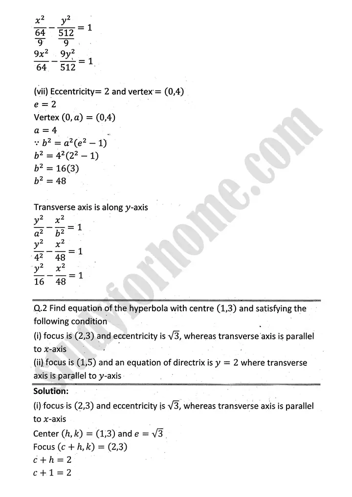 parabola ellipse and hyperbola exercise 9 5 mathematics 12th sindh board 06