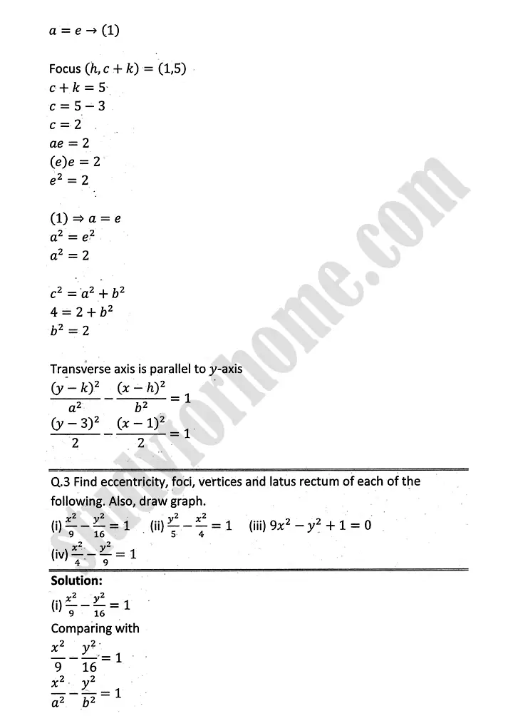 parabola ellipse and hyperbola exercise 9 5 mathematics 12th sindh board 08