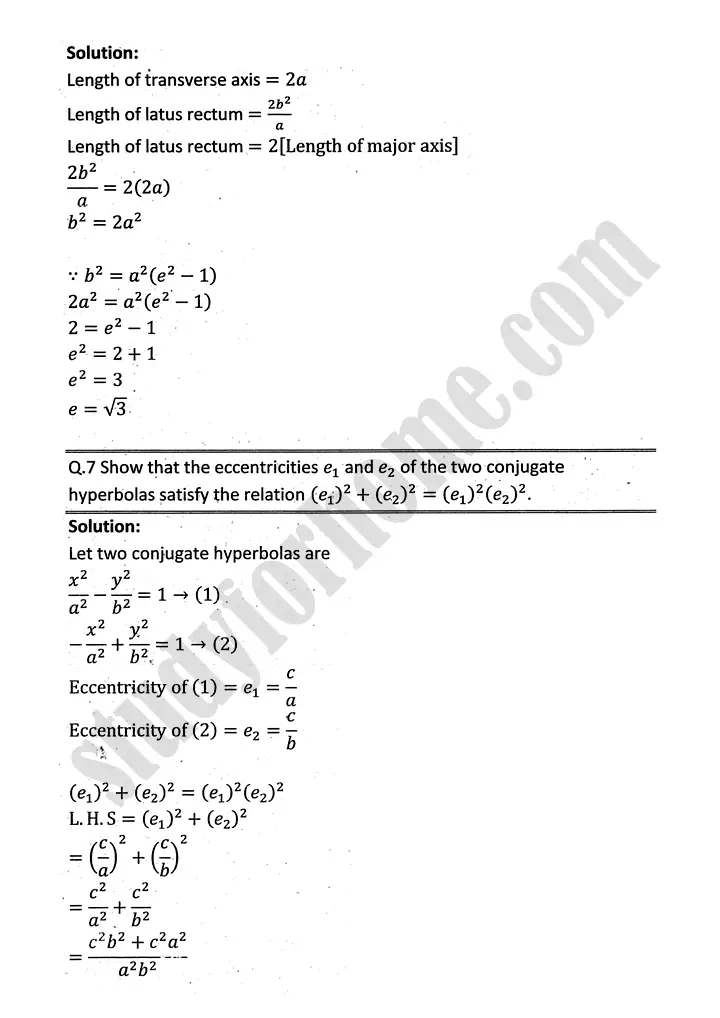 parabola ellipse and hyperbola exercise 9 5 mathematics 12th sindh board 22