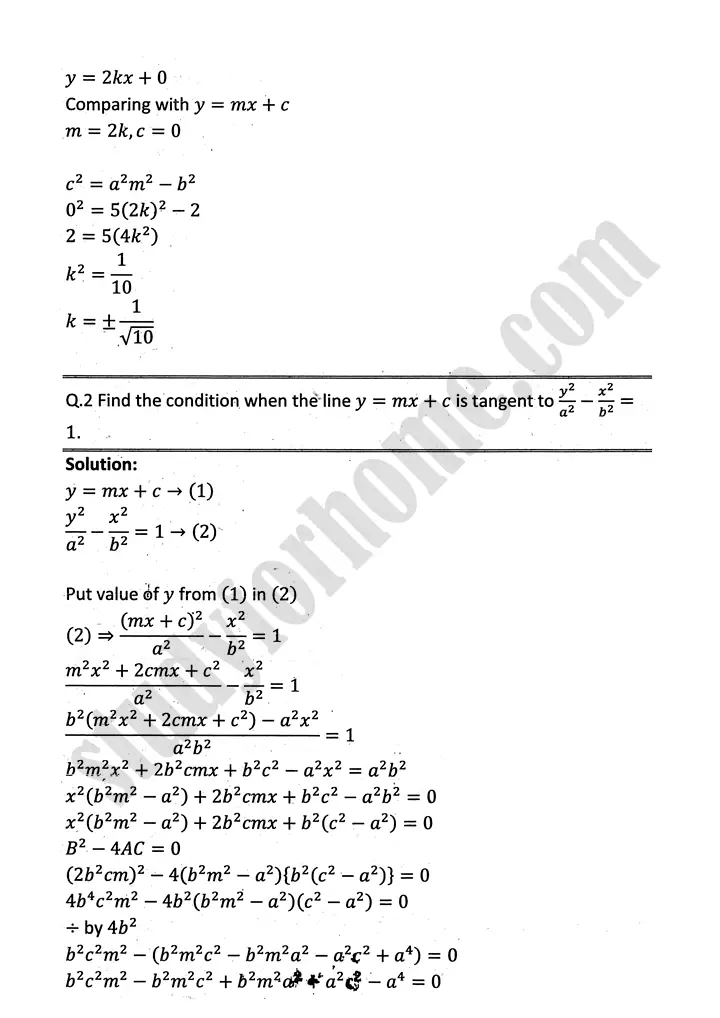 parabola ellipse and hyperbola exercise 9 5 mathematics 12th sindh board 24