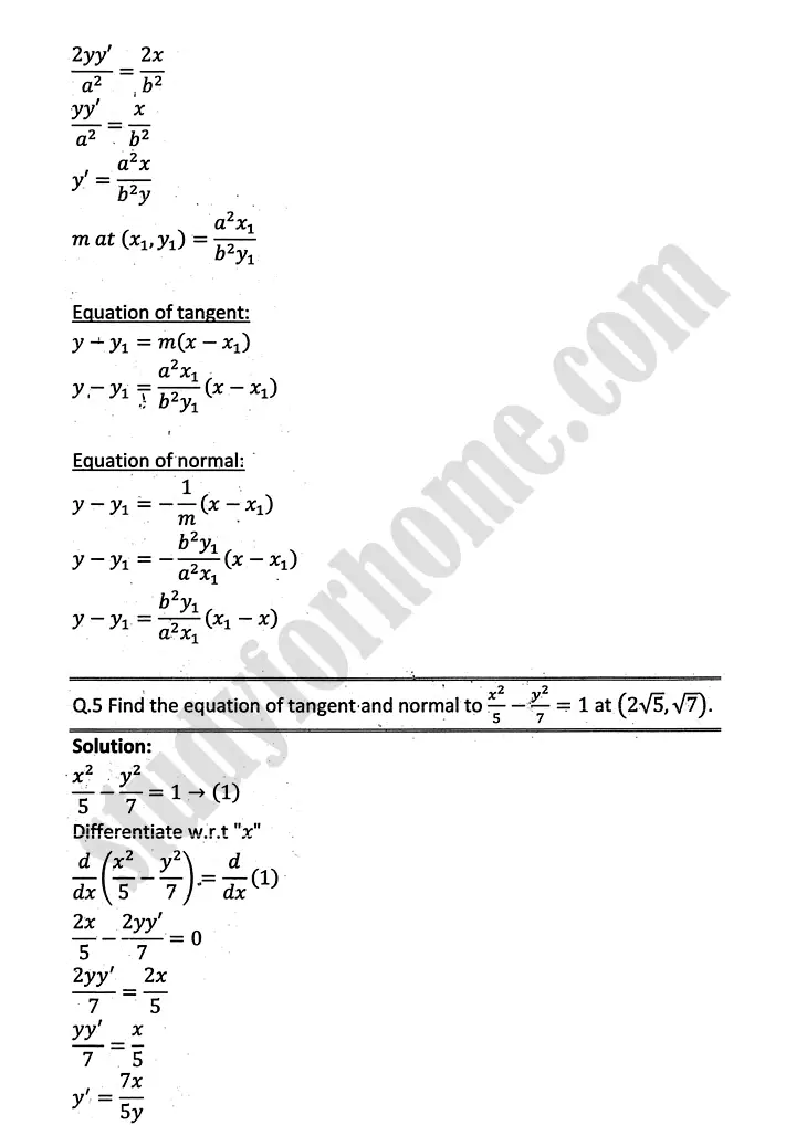 parabola ellipse and hyperbola exercise 9 5 mathematics 12th sindh board 26