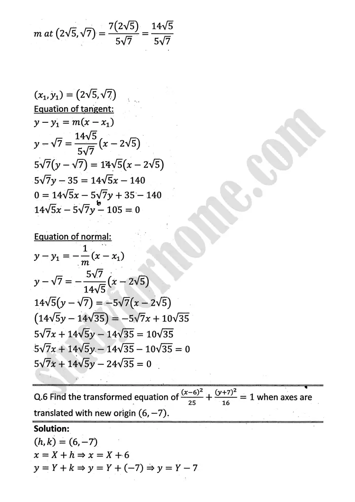 parabola ellipse and hyperbola exercise 9 5 mathematics 12th sindh board 27