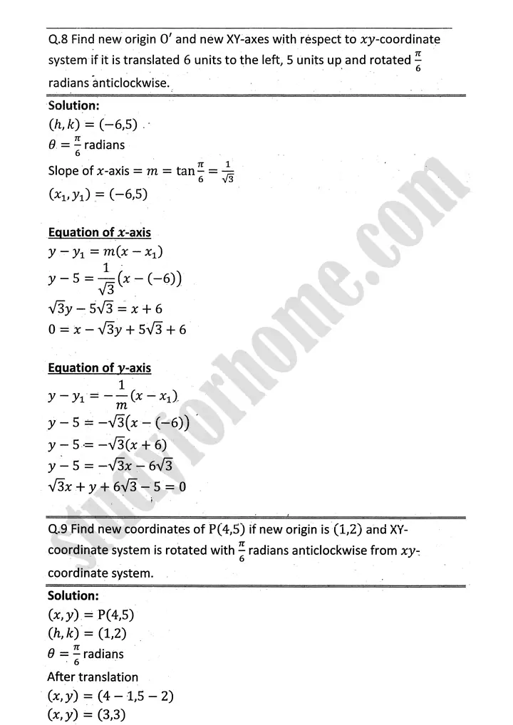 parabola ellipse and hyperbola exercise 9 5 mathematics 12th sindh board 30