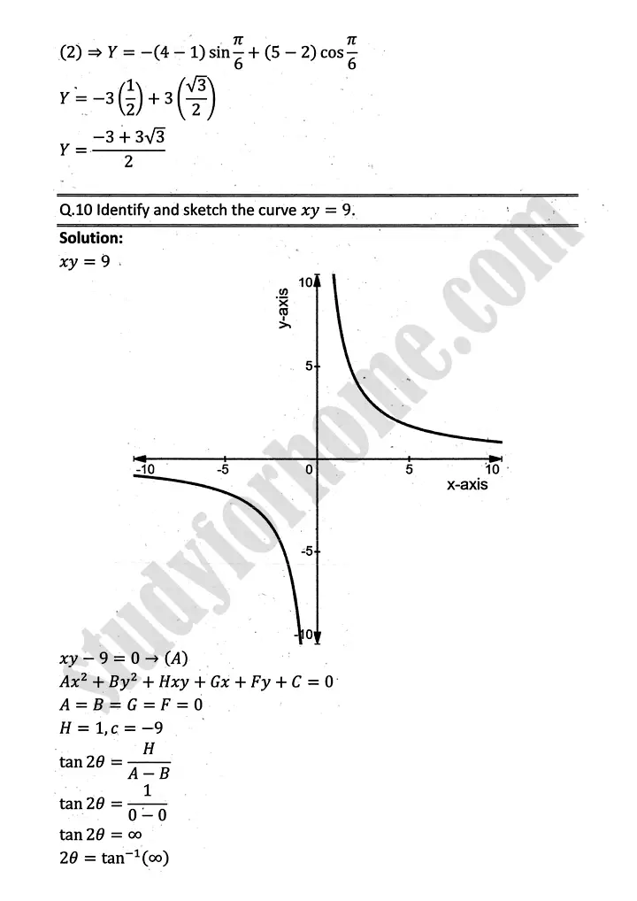 parabola ellipse and hyperbola exercise 9 5 mathematics 12th sindh board 32