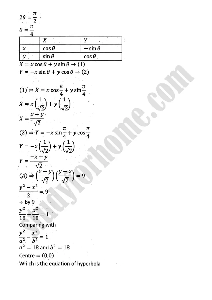 parabola ellipse and hyperbola exercise 9 5 mathematics 12th sindh board 33