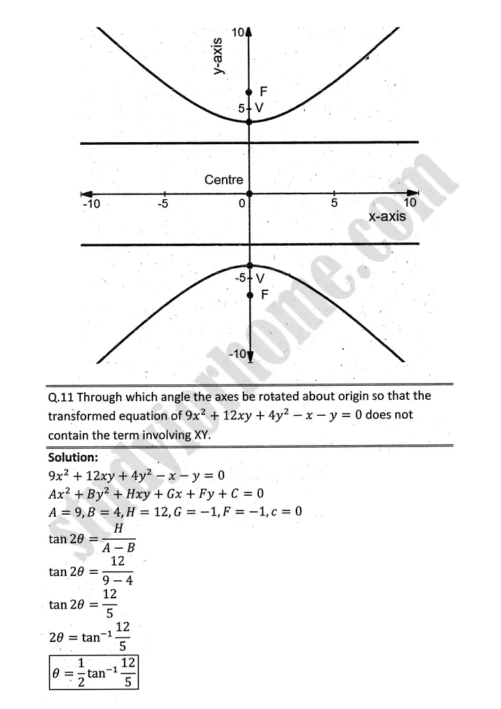 parabola ellipse and hyperbola exercise 9 5 mathematics 12th sindh board 34