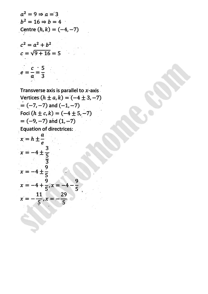 parabola ellipse and hyperbola review exercise 9 mathematics 12th sindh board 05