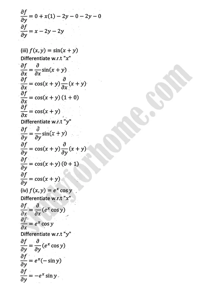 partial differentiation exercise 11 mathematics 12th sindh board 02