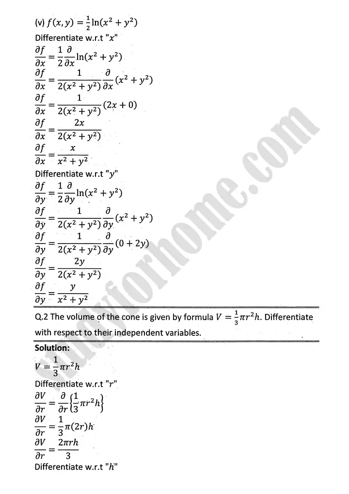partial differentiation exercise 11 mathematics 12th sindh board 03