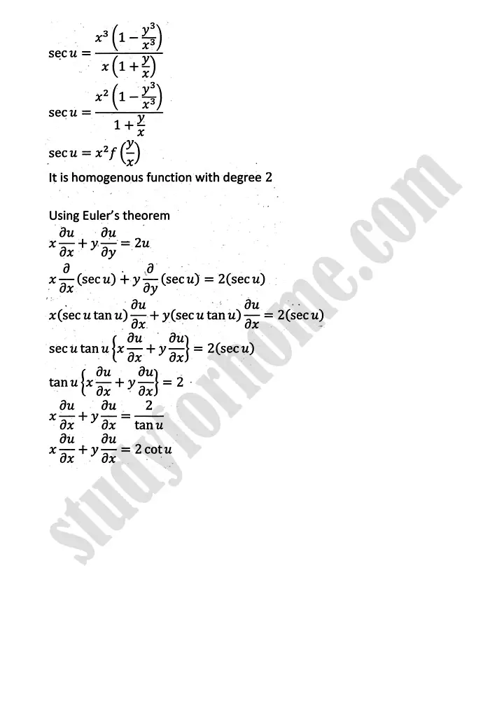 partial differentiation review exercise 11 mathematics 12th sindh board 09