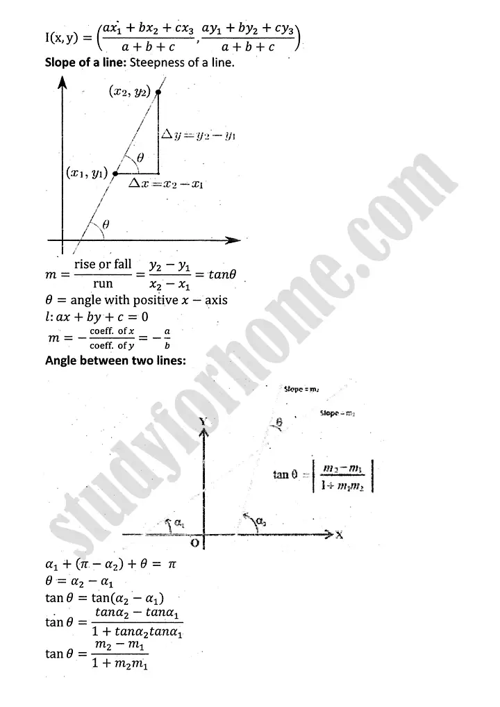 plane analytic geometry straight line definition and formulae mathematics 12th sindh board 04