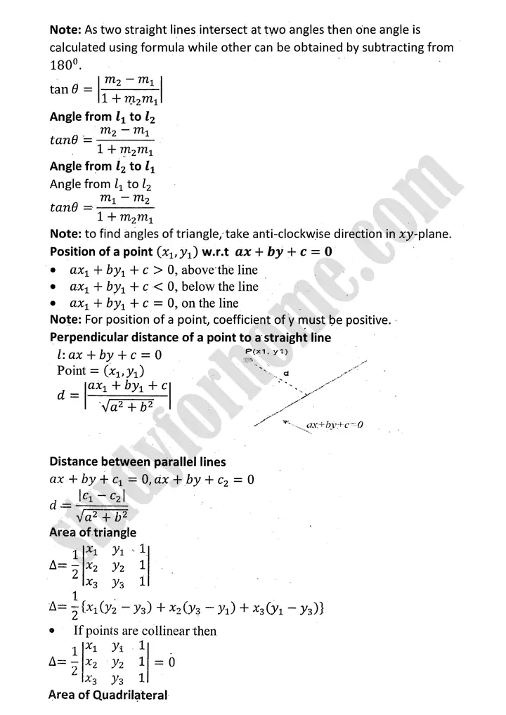 plane analytic geometry straight line definition and formulae mathematics 12th sindh board 05
