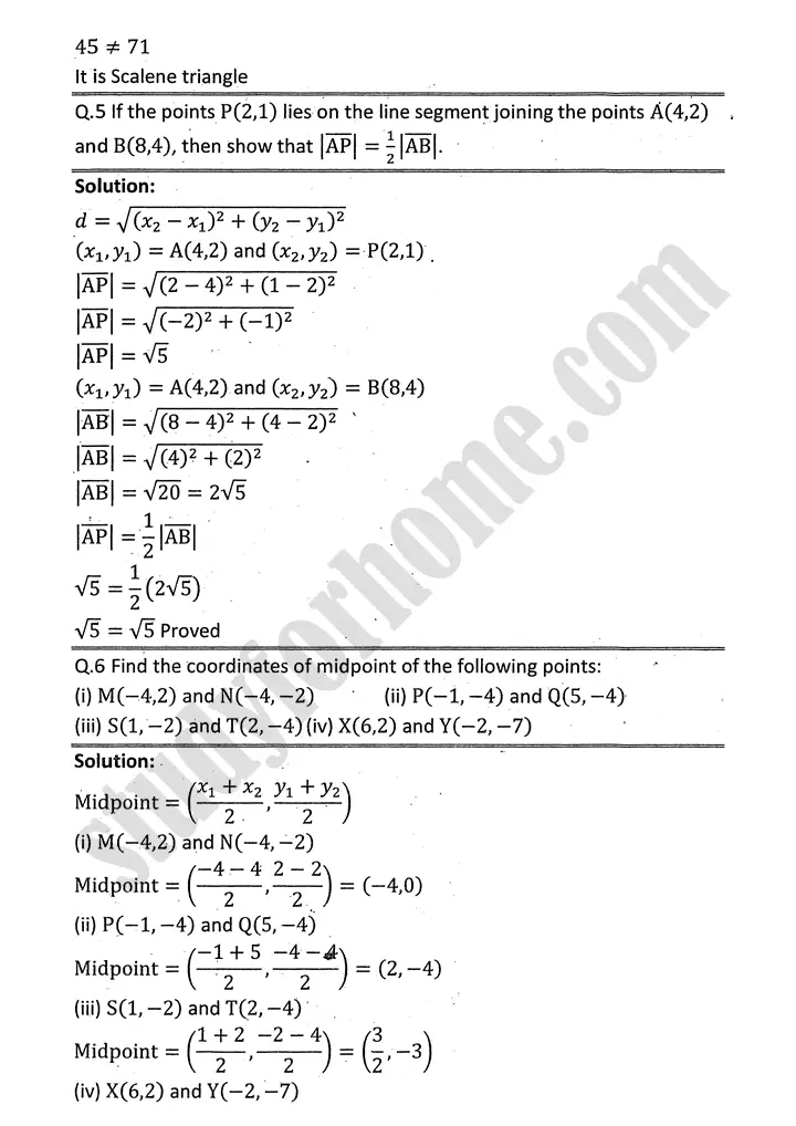 plane analytic geometry straight line exercise 7 1 mathematics 12th sindh board 04