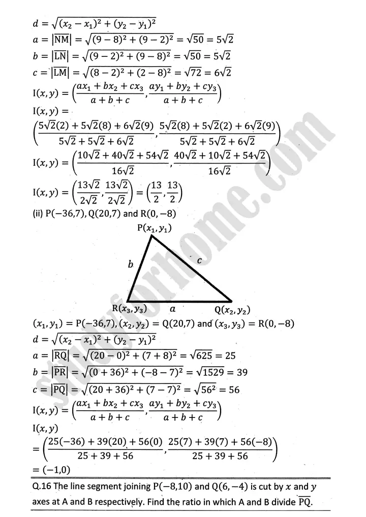 plane analytic geometry straight line exercise 7 1 mathematics 12th sindh board 11