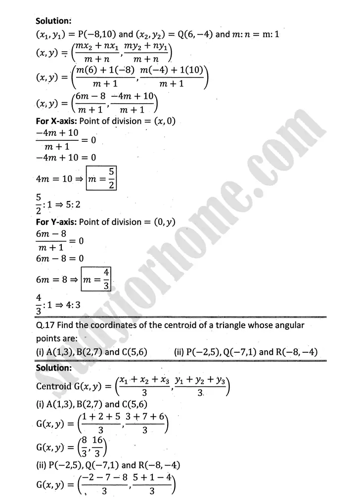 plane analytic geometry straight line exercise 7 1 mathematics 12th sindh board 12