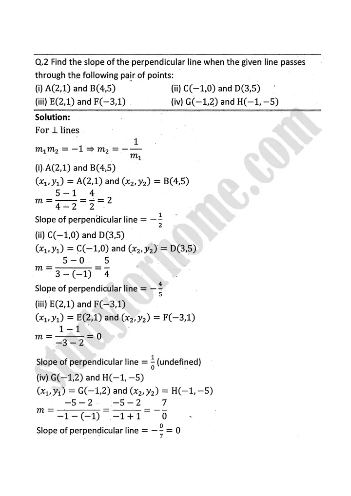 plane analytic geometry straight line exercise 7 2 mathematics 12th sindh board 02