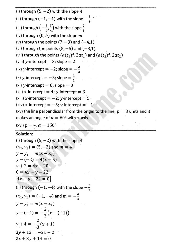 plane analytic geometry straight line exercise 7 3 mathematics 12th sindh board 03