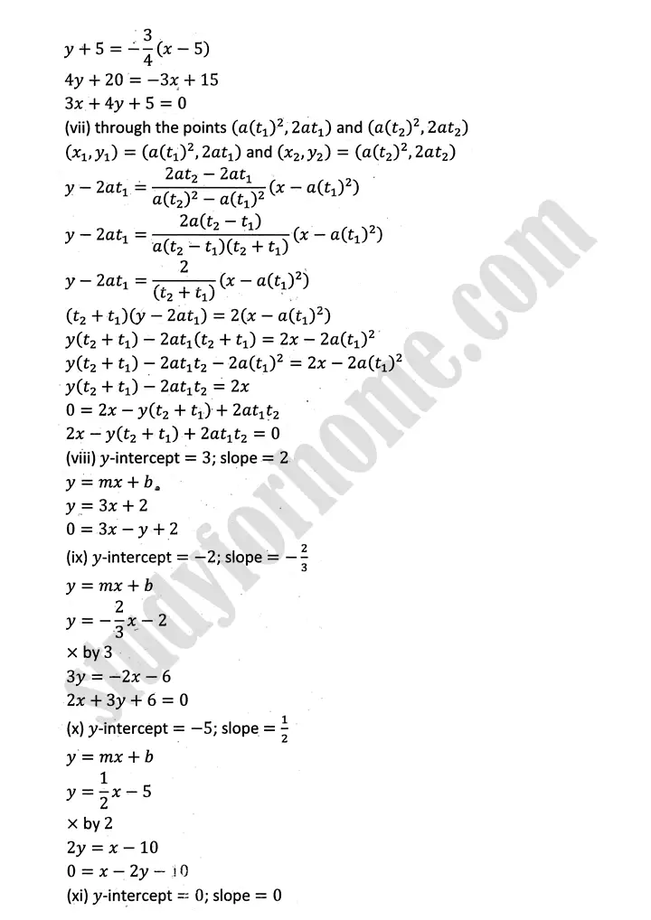 plane analytic geometry straight line exercise 7 3 mathematics 12th sindh board 05